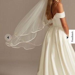 Two tier satin edge mid-length veil - Ivory